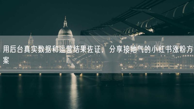 用后台真实数据和运营结果佐证，分享接地气的小红书涨粉方案